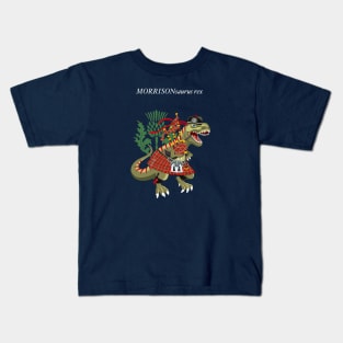 Clanosaurus Rex MORRISONsaurus Rex Morrison Red Family Tartan Scotland Kids T-Shirt